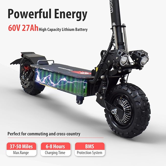 Elektroroller für Erwachsene, 5600 W Doppelmotor Reichweite 80 km, Elektroroller für Erwachsene 80 km/h