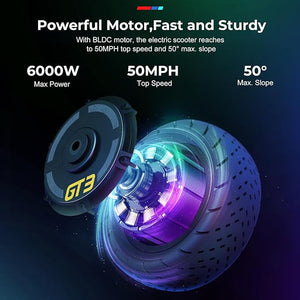 Krsiroah GT3 Trottinette électrique pour adultes à 80 km/h avec moteur de 6000 W