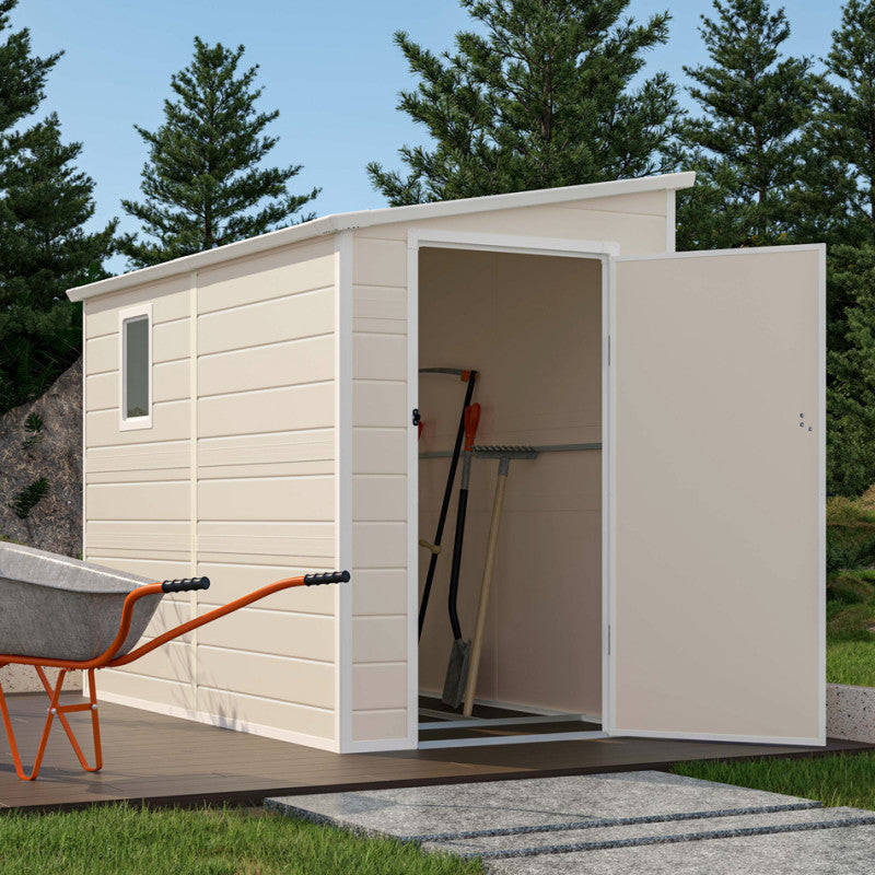 Anbau-Gartenhaus aus beigem Harz, 3,55 m², inkl. Fundament-Kit - JOBU