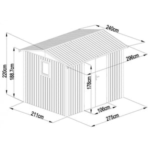 Gartenhaus aus galvanisiertem Stahl Roka 7,1 m² + Verankerungsset - X-Métal