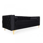 Lade das Bild in den Galerie-Viewer, 3-Sitzer-Sofa Edward aus Samt mit goldenen Füßen
