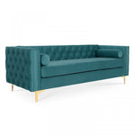Lade das Bild in den Galerie-Viewer, 3-Sitzer-Sofa Edward aus Samt mit goldenen Füßen
