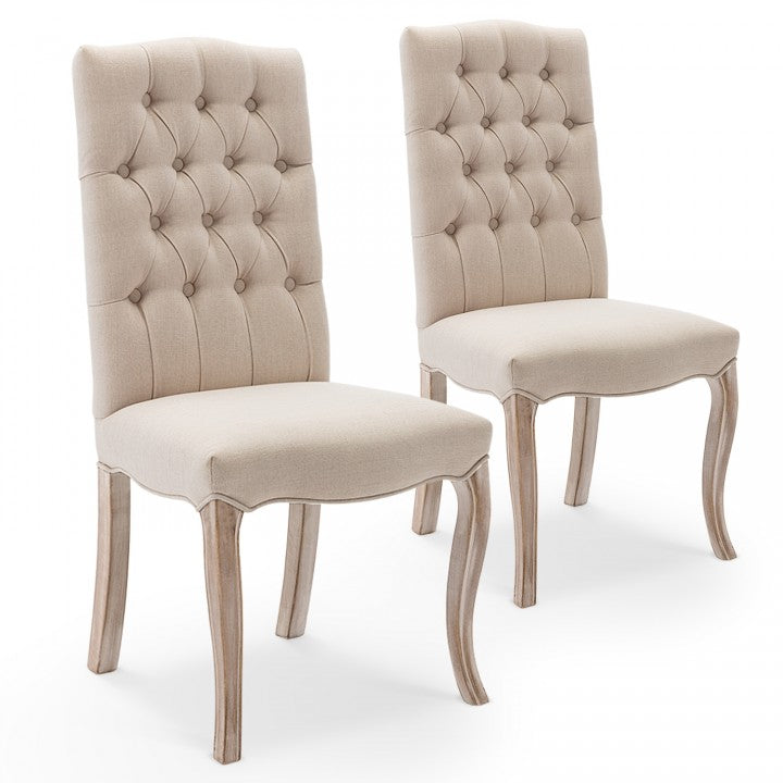 Lot von 6 gepolsterten Jade-Stühlen in beige Stoff