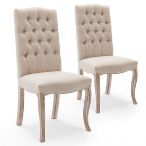 Lot von 6 gepolsterten Jade-Stühlen in beige Stoff