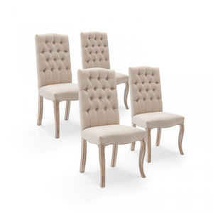 Lot von 6 gepolsterten Jade-Stühlen in beige Stoff