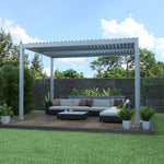 Lade das Bild in den Galerie-Viewer, Bioklimatische freistehende Aluminium-Pergola in Hellgrau, 4x3m - X-METAL

