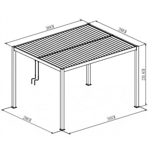 Bioklimatische freistehende Aluminium-Pergola in Hellgrau, 4x3m - X-METAL